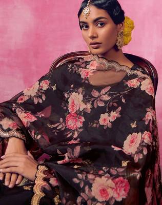 Women Floral Embroidered Regular Kurta Trousers With Dupatta 2