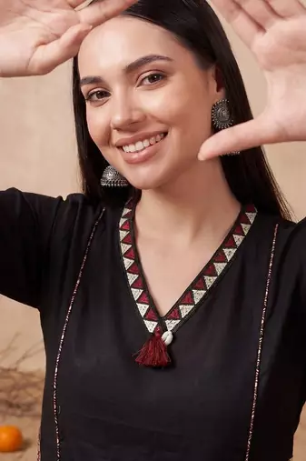 Women Ethnic Motifs Embroidered Regular Thread Work Pure Cotton Kurta with Palazzos & With Dupatta