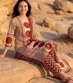 Women Printed Regular Mirror Work Pure Cotton Kurta with Trousers & With Dupatta