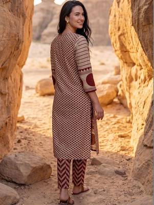 Women Printed Regular Mirror Work Pure Cotton Kurta with Trousers & With Dupatta 4