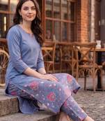 Women Floral Printed Regular Pure Cotton Kurta with Trousers