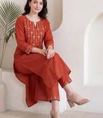 Women Ethnic Motifs Embroidered Regular Mirror Work Kurta with Trousers