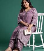 Plus Size Regular Beads and Stones Notched Round Neck Kurta with Palazzos