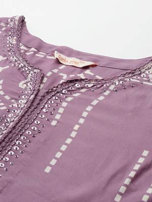 Plus Size Regular Beads and Stones Notched Round Neck Kurta with Palazzos 2