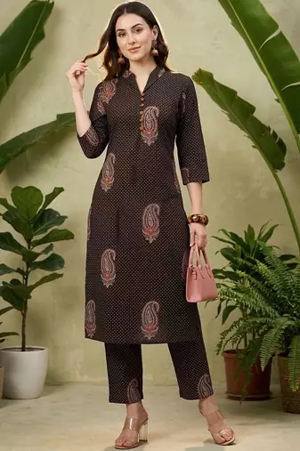 Women Paisley Printed Regular Pure Cotton Kurta with Trousers