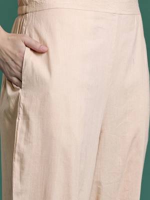 Floral Embroidered Pure Cotton Kurta with Trousers & Dupatta 3