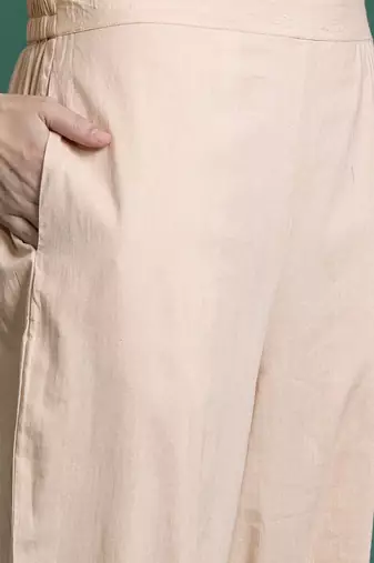 Floral Embroidered Pure Cotton Kurta with Trousers & Dupatta