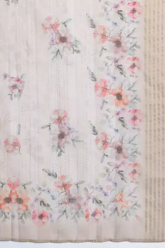 Floral Embroidered Pure Cotton Kurta with Trousers & Dupatta