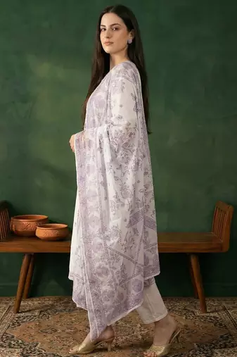 Women Ethnic Motifs Embroidered Regular Thread Work Pure Cotton Kurta with Trousers & With Dupatta