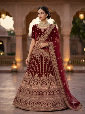 mahroo wedding designer lehanga chuni set dress  1