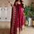 Women's dark cherry pink zari sequence embroidery work anarkali gown with dupatta
