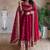 Women's dark cherry pink zari sequence embroidery work anarkali gown with dupatta