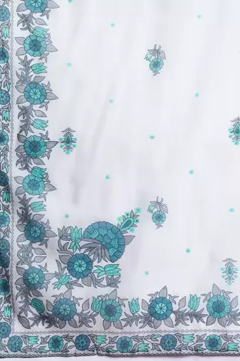 Floral Embroidered Thread Work Pure Cotton Kurta with Trousers & With Dupatta