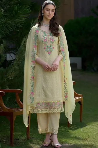 Women Floral Embroidered Regular Thread Work Pure Cotton Kurta with Trousers & With Dupatta