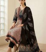 Women Printed Regular Beads and Stones Pure Cotton Kurta with Trousers & With Dupatta