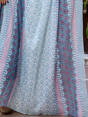 Floral Printed Empire Pure Cotton A-Line Kurta With Trousers & Dupatta 4