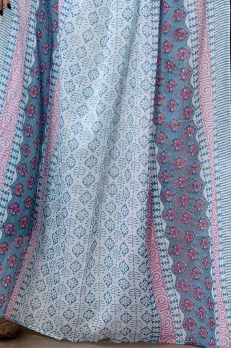 Floral Printed Empire Pure Cotton A-Line Kurta With Trousers & Dupatta