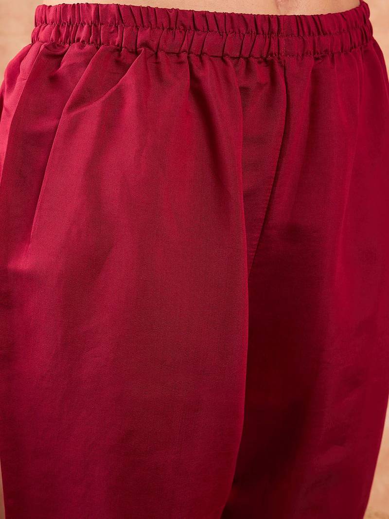 Embroidered A-Line Kurta With Trousers & Dupatta