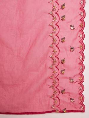 Embroidered A-Line Kurta With Trousers & Dupatta 4