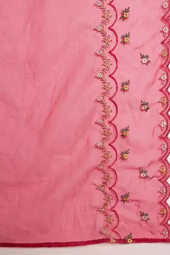 Embroidered A-Line Kurta With Trousers & Dupatta