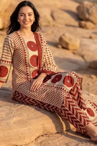 Women Printed Regular Mirror Work Pure Cotton Kurta with Trousers & With Dupatta