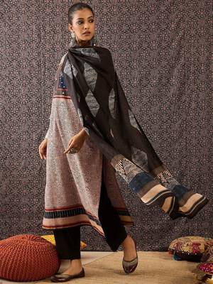 Women Ethnic Motifs Printed Regular Beads and Stones Pure Cotton Kurta with Trousers & With Dupatta 3