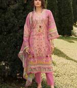 Women Floral Printed Regular Thread Work Linen Kurta with Trousers & With Dupatta