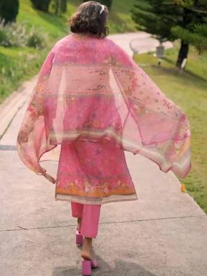 Women Floral Printed Regular Thread Work Linen Kurta with Trousers & With Dupatta 3