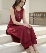 Women Ethnic Motifs Embroidered Regular Thread Work Pure Cotton Kurta with Palazzos