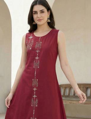 Women Ethnic Motifs Embroidered Regular Thread Work Pure Cotton Kurta with Palazzos 2