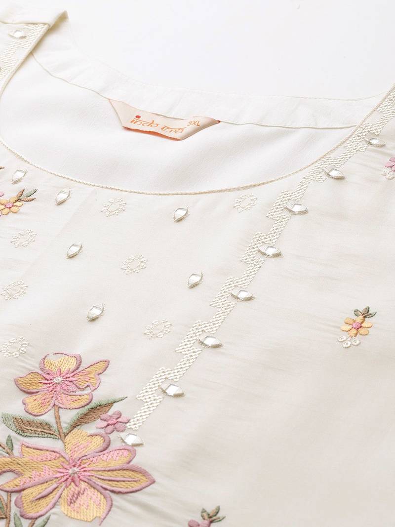 Plus Size Mirror Work Kurta with Palazzos & Dupatta