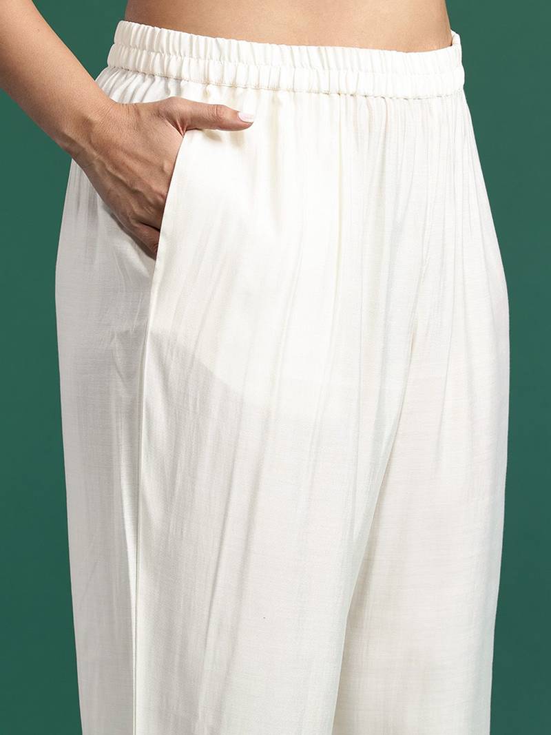Plus Size Mirror Work Kurta with Palazzos & Dupatta