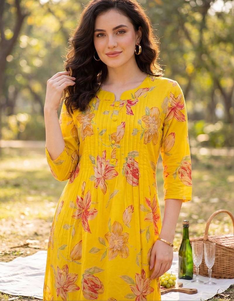 Women Floral Printed Regular Pure Cotton Kurta with Trousers