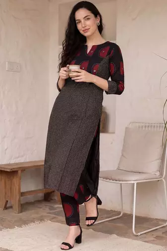 Women Ethnic Motifs Printed Regular Pure Cotton Kurta with Trousers