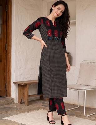 Women Ethnic Motifs Printed Regular Pure Cotton Kurta with Trousers 6