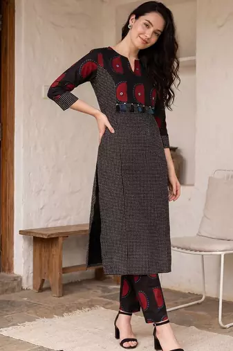 Women Ethnic Motifs Printed Regular Pure Cotton Kurta with Trousers