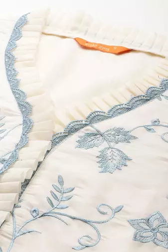 Floral Embroidered Lace Detailed Layered Kurta & Trousers With Dupatta