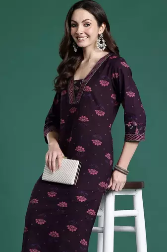 Women Floral Printed Regular Pure Cotton Kurta with Trousers