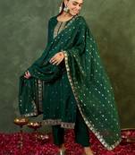 Women Ethnic Motifs Regular Kurta with Trousers & With Dupatta