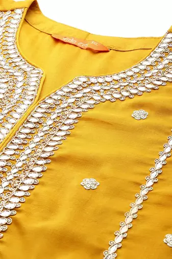 Women Plus Size Ethnic Motifs Embroidered Kurta with Trousers & With Dupatta