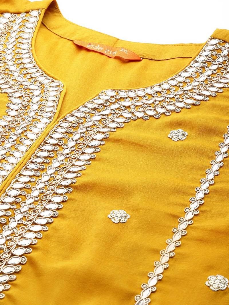 Women Plus Size Ethnic Motifs Embroidered Kurta with Trousers & With Dupatta