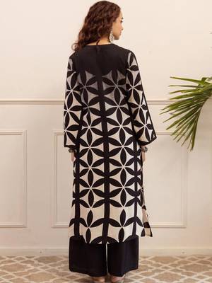 Printed A Line Beads and Stones Kurta With Palazzos 5