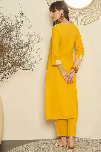 Geometric Printed V-Neck A-Line Pure Cotton Kurta with Trousers