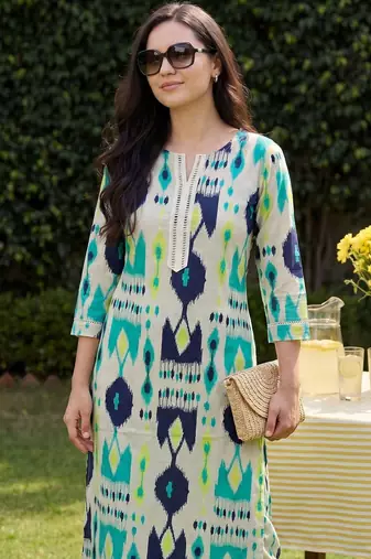 Women Printed Regular Pure Cotton Kurta with Trousers