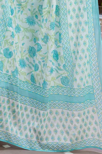 Women Floral Printed V-Neck Pure Cotton Kurta With Salwar & Dupatta