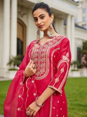 Women Ethnic Motifs Embroidered Panelled Kurta with Trousers & With Dupatta 1