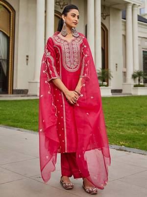 Women Ethnic Motifs Embroidered Panelled Kurta with Trousers & With Dupatta 3