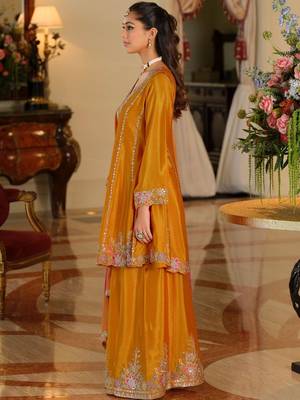 Women Ethnic Motifs Embroidered Regular Thread Work Kurta with Sharara & With Dupatta 6