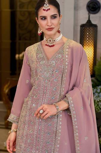 Adults-Women Woven Design Embroidered Kurta with Sharara & Dupatta