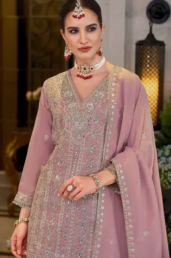 Adults-Women Woven Design Embroidered Kurta with Sharara & Dupatta